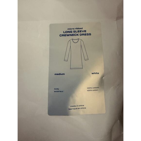 Alexander Wang Dress Womens Medium White Long Sleeve Crewneck Micro Ribbed - Picture 5 of 7